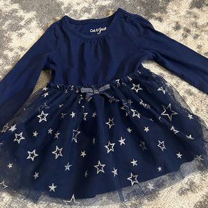 Cat & Jack Toddler Girls Long Sleeve Navy-Blue Dress 12 Months